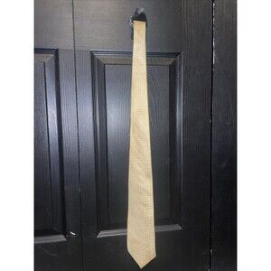 Donald J Trump Signature Collection Gold Silk Necktie Metal Bar Crest Lining